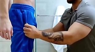 Showerbait rough shower fuck with two hunks