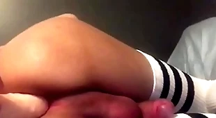 Sissy femboy slut plays with dildo