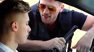 Gay policeman caught him jerking stay away from in public & fucked him