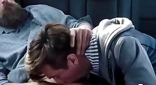 Familydick - nasty little twink sucks his old man's bushwa in the car outdoors
