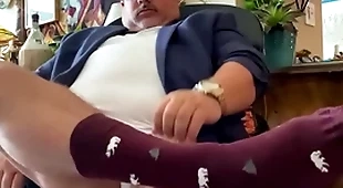 Big load from grandpa college professor with give feet, attire socks, huge cock, and big orgasm to burnish apply fore end