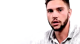 Tattooed stud stroking his hairy shaft during solo scene