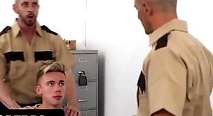 Spoilt boy carter delrey gets his tight asshole fucked by three perv officers - young perps