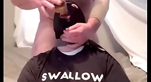 Faggot gagging on alpha's horseshit and throatpie