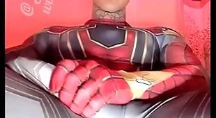 Jakipz strokes his massive bushwa in super hero costumes before shooting a huge saddle with