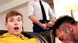 Twink jack bailey gets his frowardness luxuriant filthy pubic hairs from his stepdad lawson james hairy asshole while his buddy pierce paris anal fucks him!