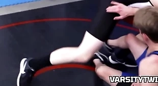 Wrestling twinks exclusively in the locker room