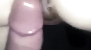Bareback gay anal sex. couple passionate doggy creampie