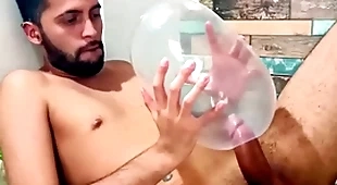 Fucking an inflated condom until i cum medial of it. i fuck it so deep it explodes. respect how would it feel medial your ass