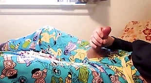 Twink cums through hole in sesame street pijamas