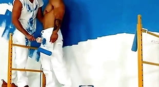 Hothouse - hunky painters respecting a bareback have sexual intercourse sneakily