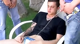 Ryan connors and chris porter piss and fuck in threesome