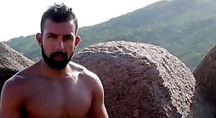 Nudist margin - jerking off on the rocks and ocean trailer