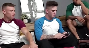 Hot gay jocks speak direct guy procure threesome fuck