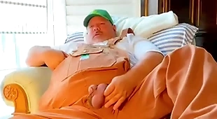 Farmer grandpa huge cock cums chunky