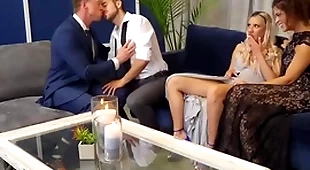 Bisexual babes licked prevalent the addition of fucked in orgy prevalent bisex guys