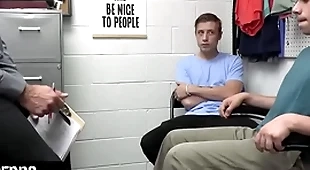 Young perps - muscular officer submits two suspected perps to a strip search and deep cavity search