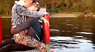 Two hot gays kisses each interexchange  with passion alfresco