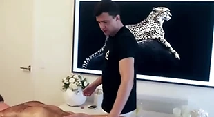 Straight hunk  alfie  pre-eminent time cuming from guy giving him handjob and massaging his chap-fallen body!