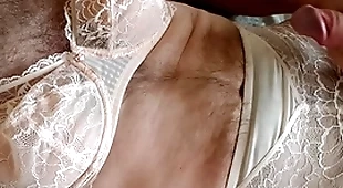 Crossdresser paroxysmal wearing pink triump lingerie.