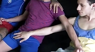 Three amateur latino twinks have lovemaking for filmmaker for cash pov
