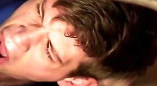 Duteous dude gets a hard bareback pounding in the ass and a facial - forebears Public
