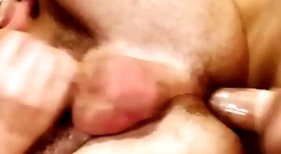 Anal nympho bisex dudes fuck with slutty bae in threesome
