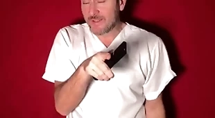 Wife hypnotizes husband around remote control