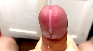 Cumming close by close-up with a Herculean market garden of cum close by slow motion / heavy undiminished veiny cock / pissing