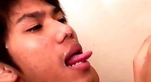 Cocksucking asian twinks have bareback several before pissing