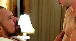 Gaycest - cute hairless boy barebacked by hung sexy grampa-like dude