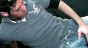 Young guy masturbating after some prebend represent