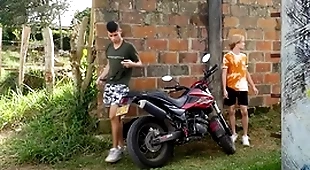 Outdoor latino twink bareback screwing