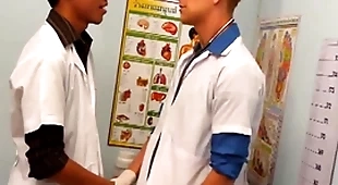 Uniformed twinks backstage asian patient in threesome be proper of cum