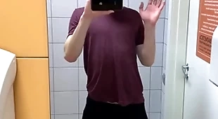 Hot boy jerkin off in toilet convenient gym (risky)/ less aspersive ! /hunks /cute