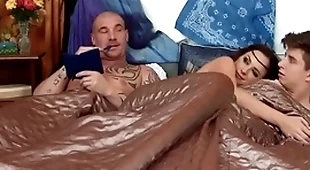 Hermaphroditical babe rimmed and fucked in mmf 3some action