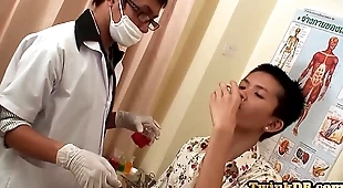 Skinny Asian barebacked after rimmed and giving blowjob